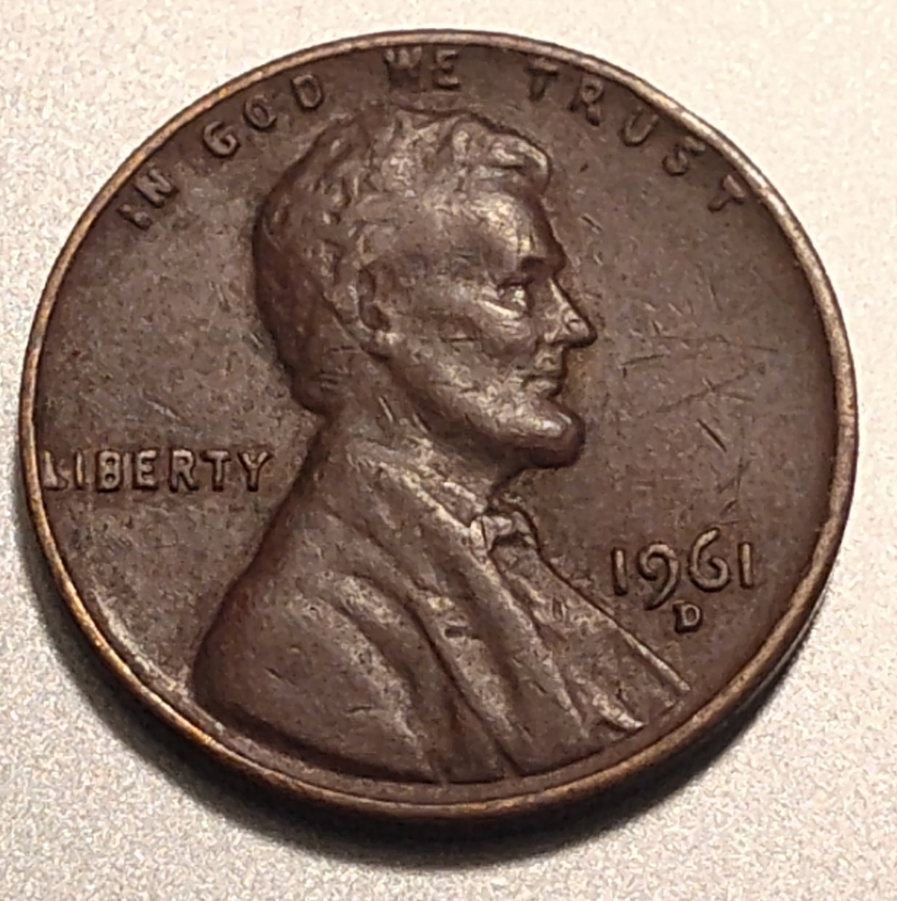 1961 D Lincoln Penny Coffee-Brown "L" A Bit Deformed In LIBERTY